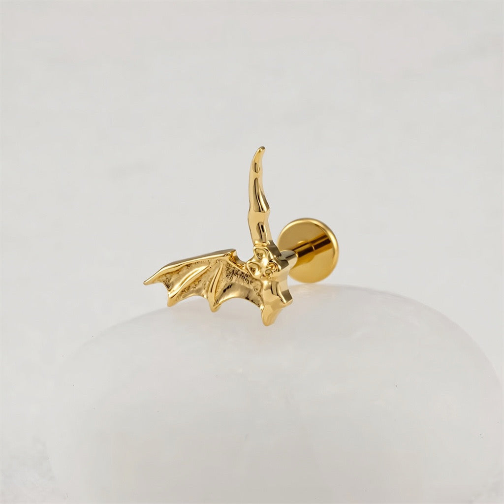 Titanium Flying Bat Flat Ear Piercing