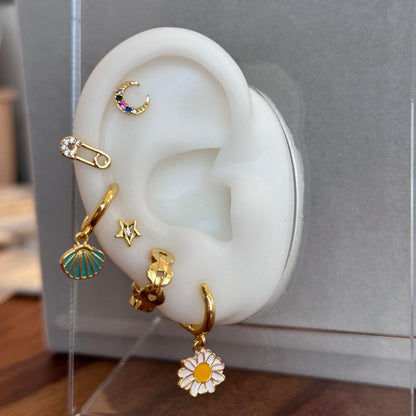 6pcs/set Gold Flower, Star, moon, Seashell