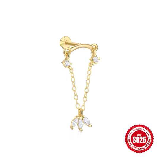 Flora Double Chain Hanged Ear Piercing