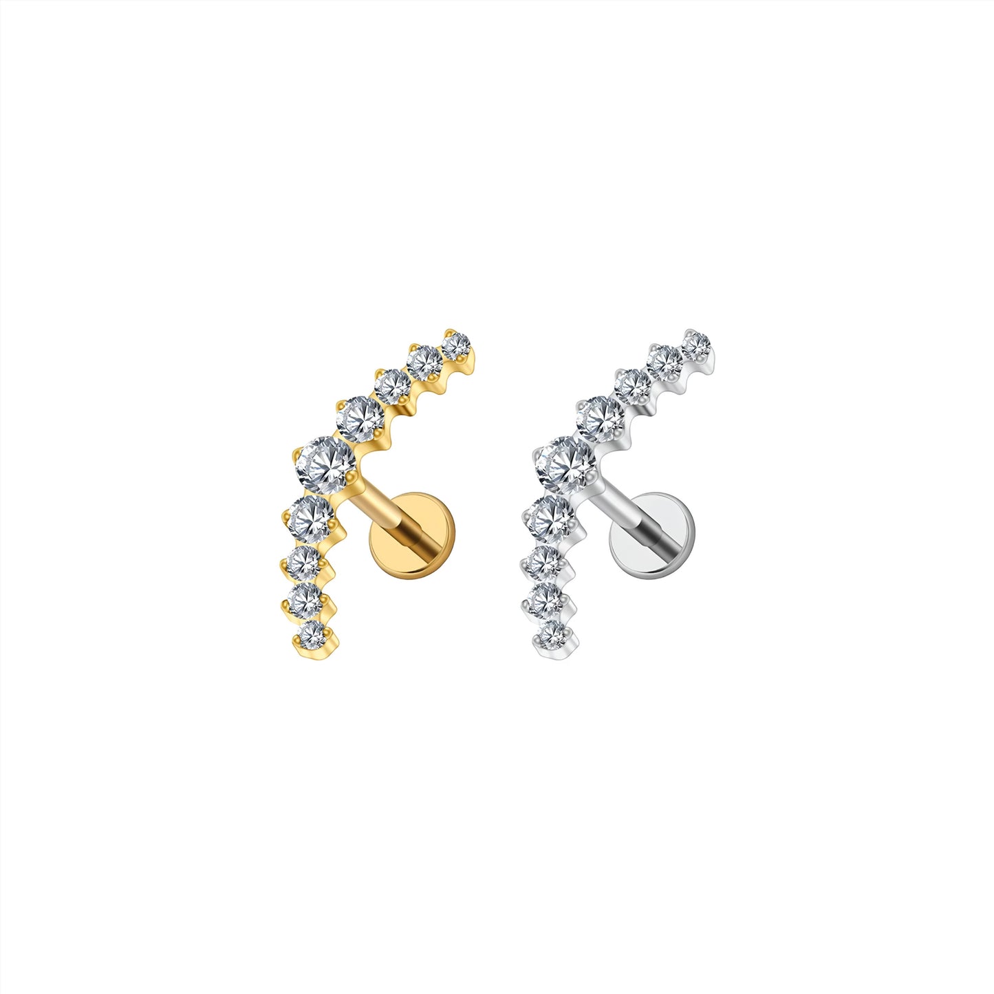Titanium Labret Curved Bar Flat Ear Piercing