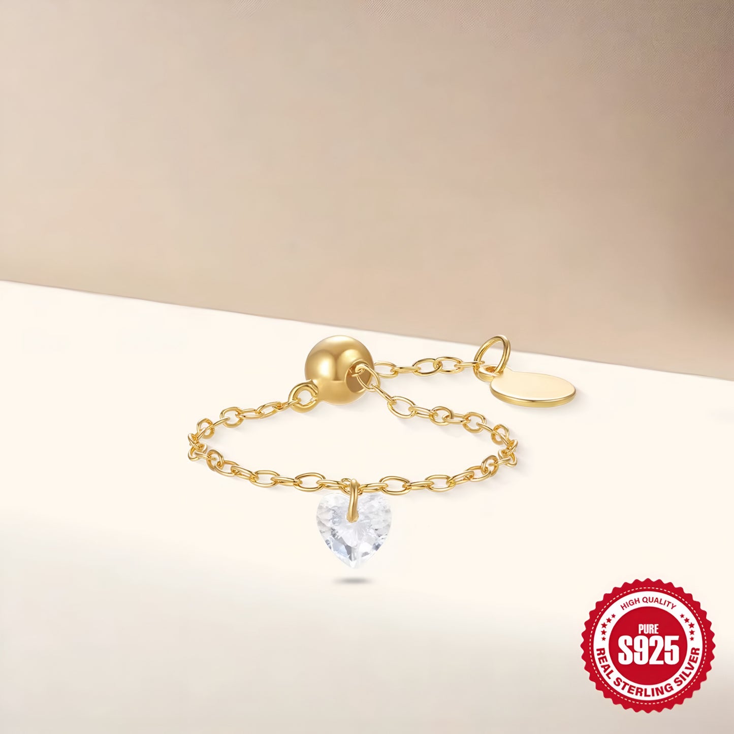 Chain Ring Heart Zircon