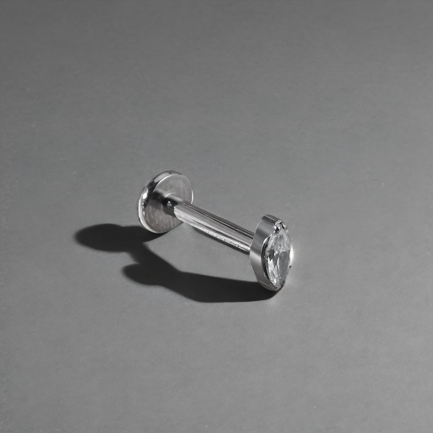 Single Zircon Titanium Flat Screw Ear Piercing