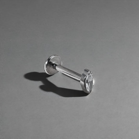 Single Zircon Titanium Flat Screw Ear Piercing