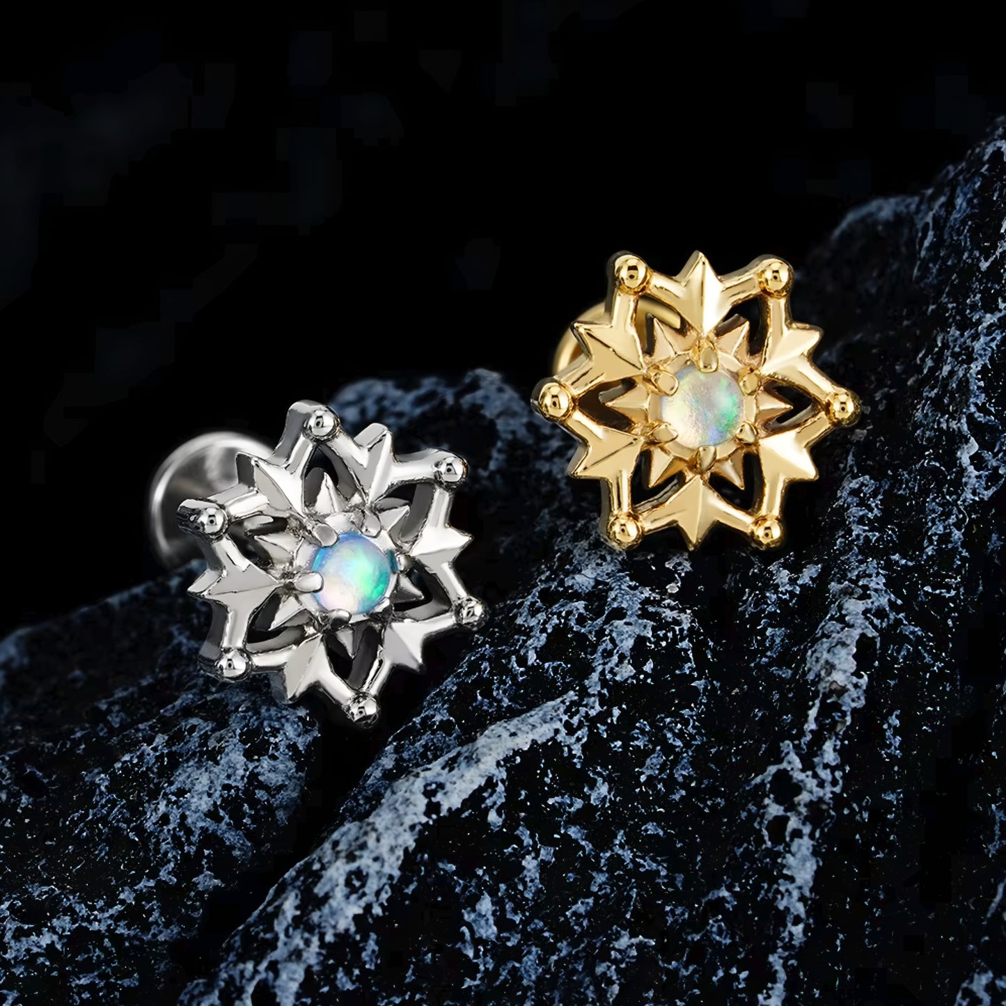 Titanium Tribal Sun Flat Ear Piercing