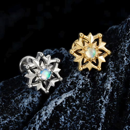 Titanium Tribal Sun Flat Ear Piercing