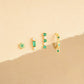 4pcs/set Triple Heart Green Zircon Earring