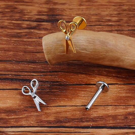 Titanium Tiny Scissors Flat Ear Piercing