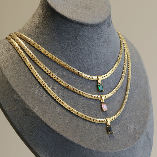 Flat Snake Zircon Pendant Chain