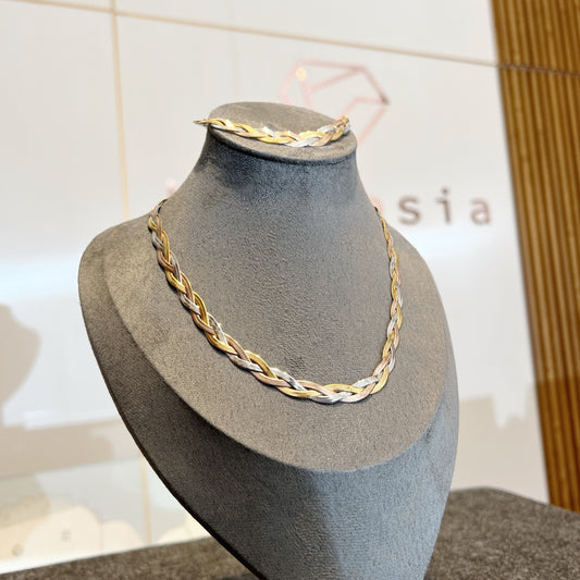 3 Layer Snake Chain Multicolor Necklace & Bracelet Set