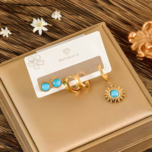 3pairs/set Turquoise Earring Set