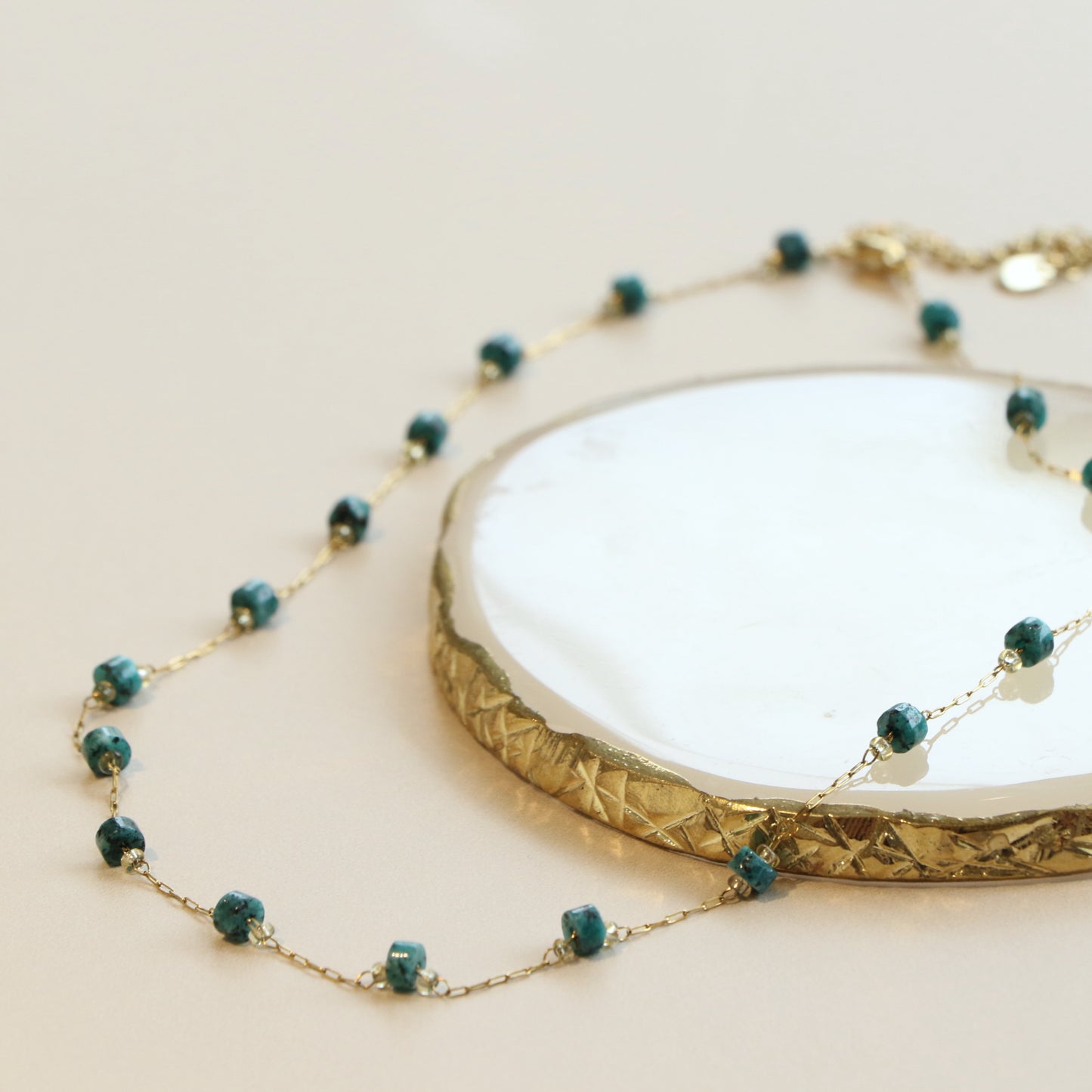 Dark Green Natural Stones Bead Set