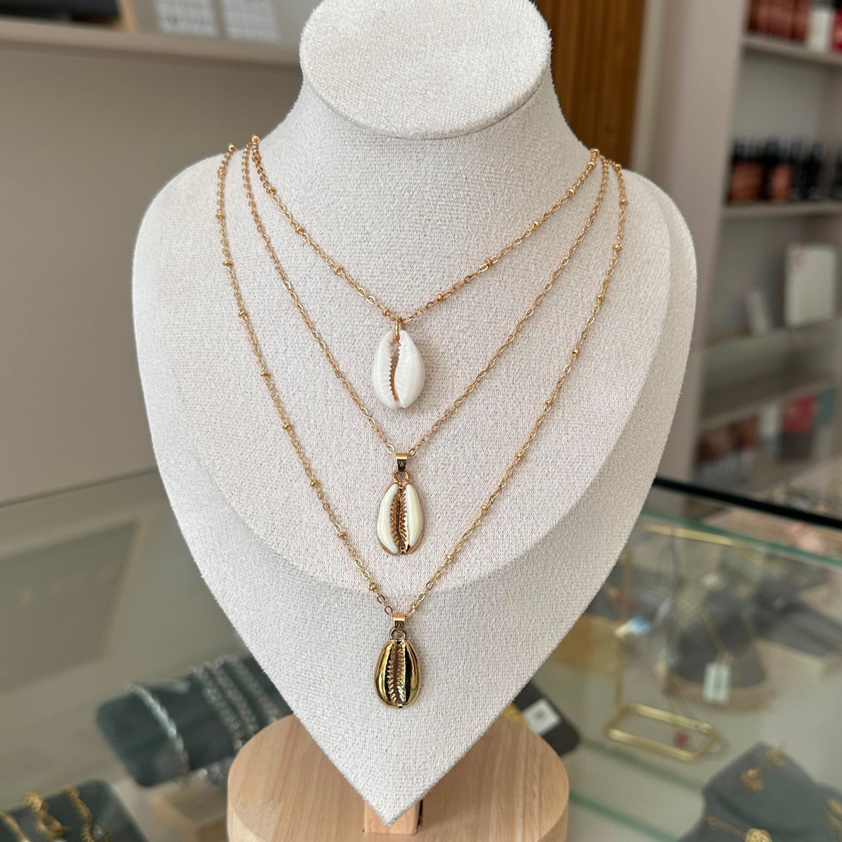 Triple Layer Shell Necklace
