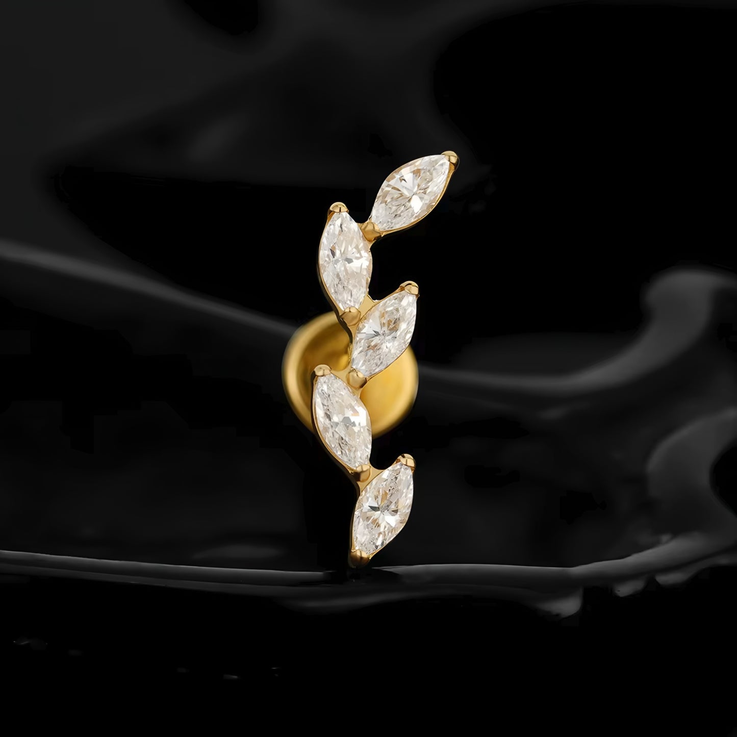 Titanium Five Marquise Climber Flat Ear Piercing