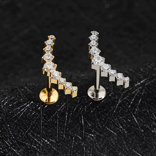 Titanium Labret Curved Bar Flat Ear Piercing