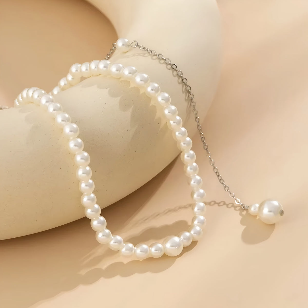 Pearl Choker Chain Tassel Pendant