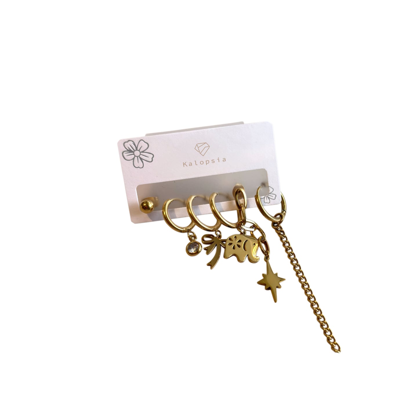 6pcs/set Elephant Star Long Chain Earring
