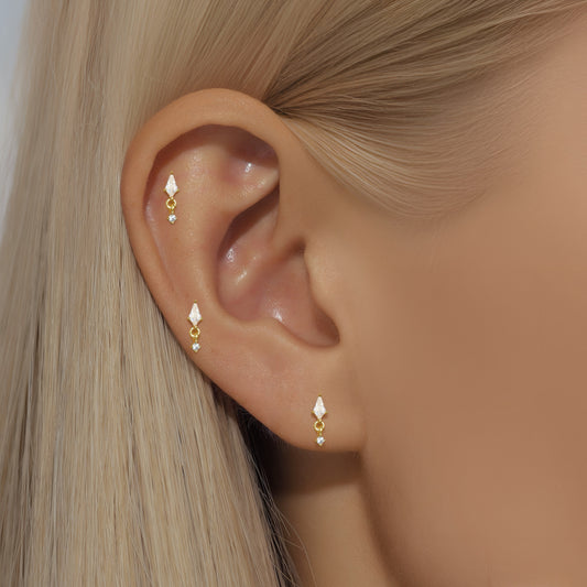 3pcs/set Flat Drop Stud Earring