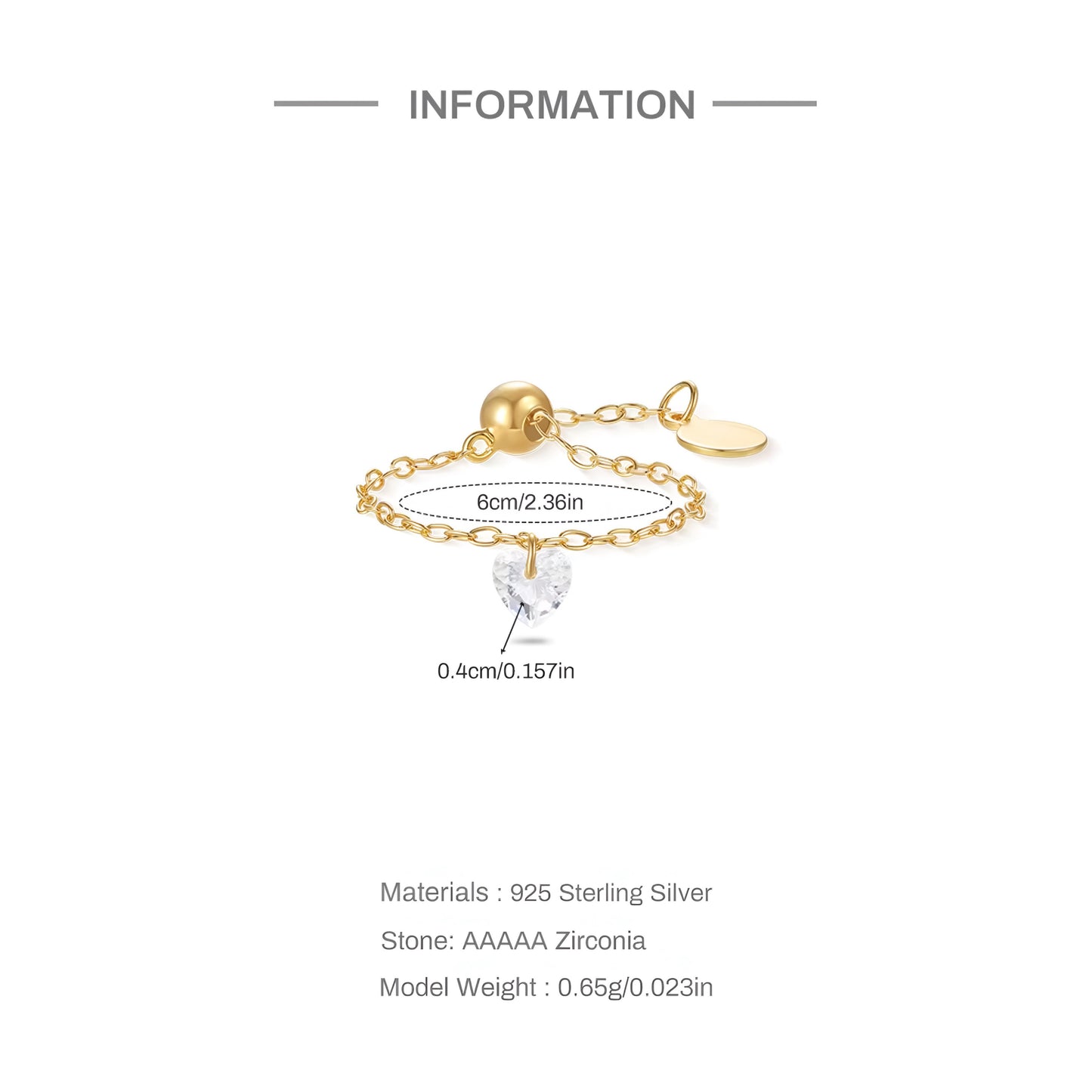 Chain Ring Heart Zircon