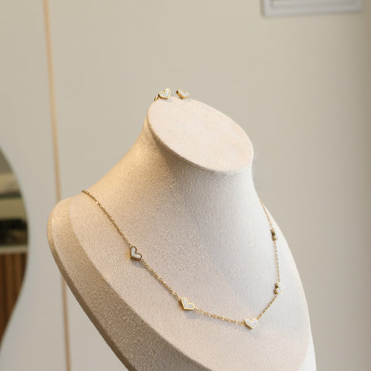 Lovely Hearts Necklace Earring Set