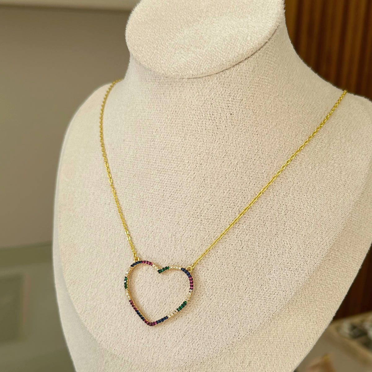 Rainbow Heart Pendant Necklace