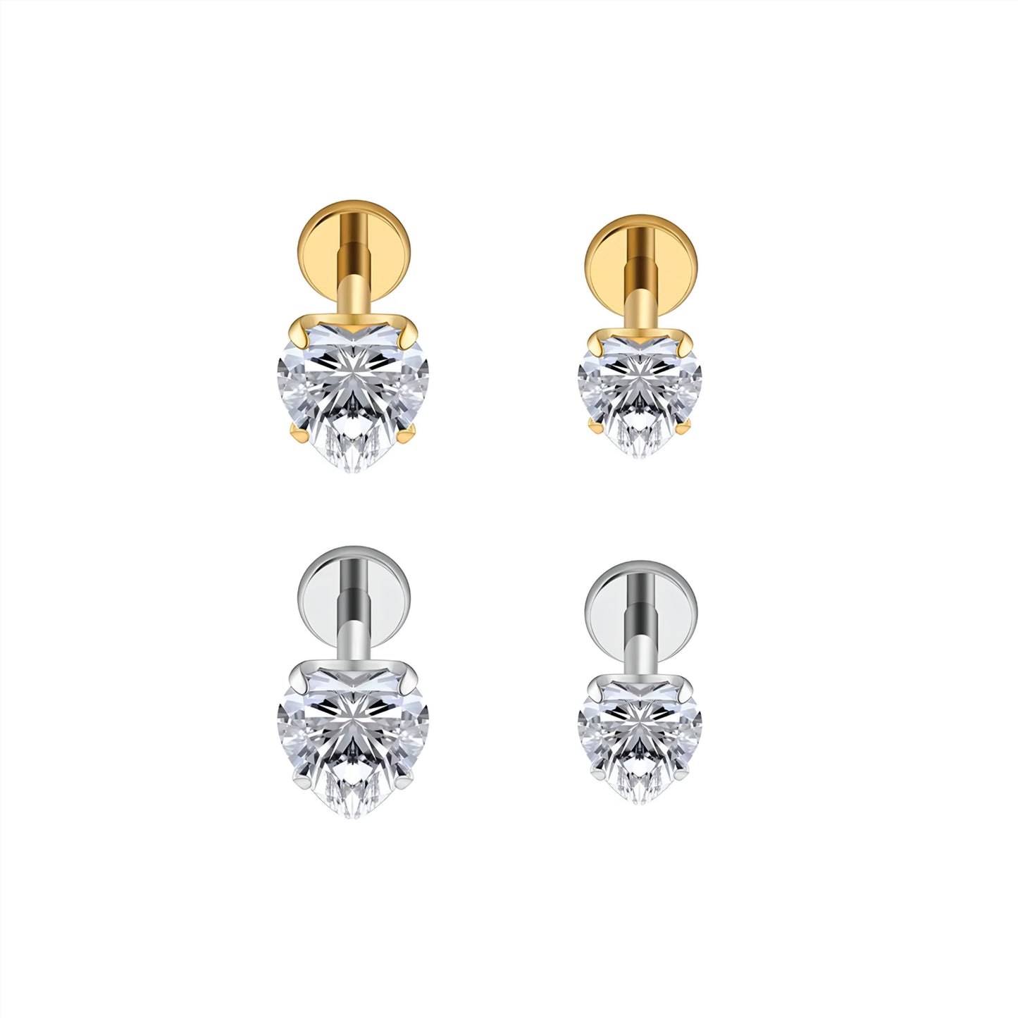 Titanium Heart Threaded Flat Ear Piercing
