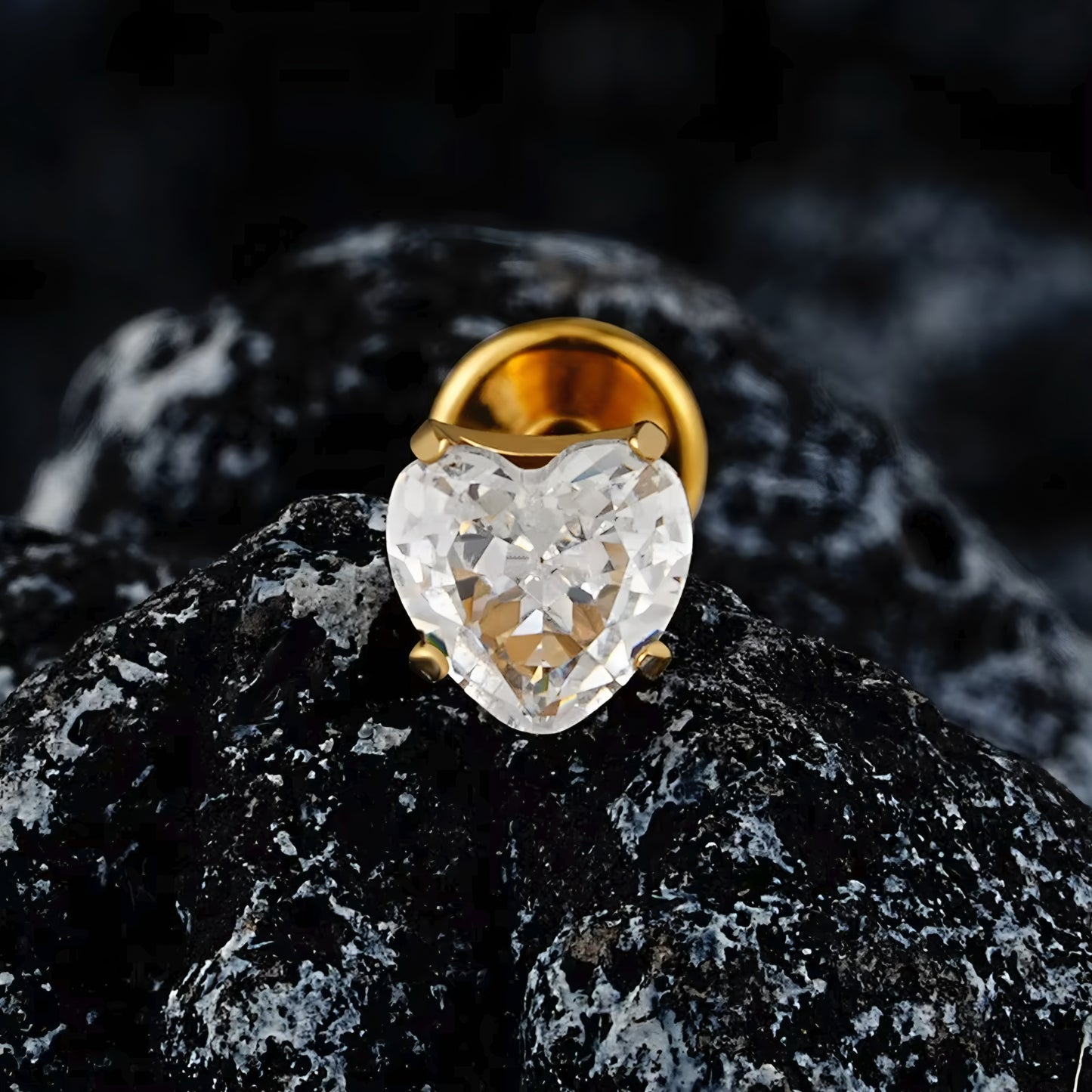 Titanium Heart Threaded Flat Ear Piercing