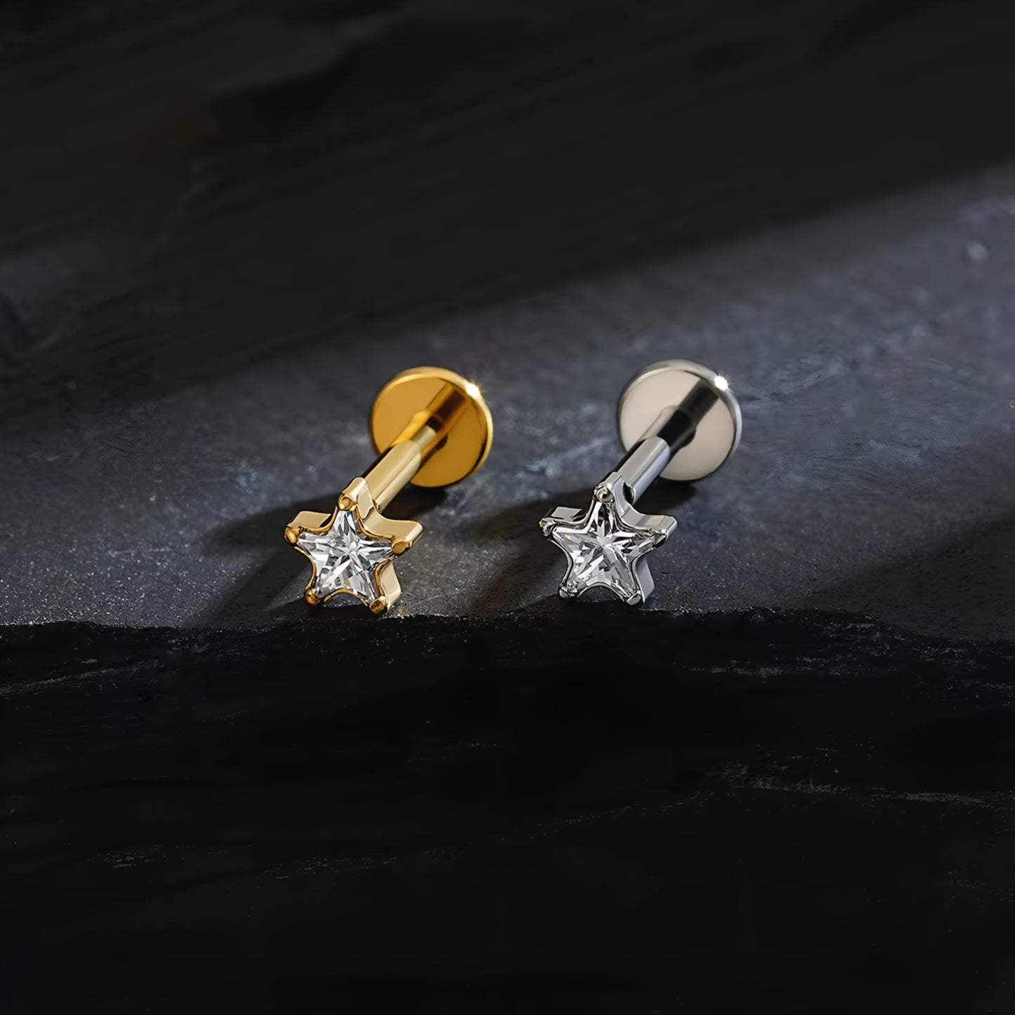 Titanium Dainty Star Flat Ear Piercing