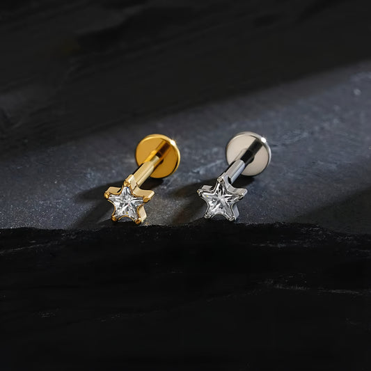 Titanium Dainty Star Flat Ear Piercing