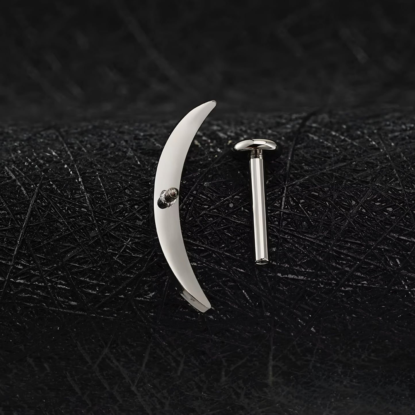 Titanium Long Crescent Moon Flat Ear Piercing
