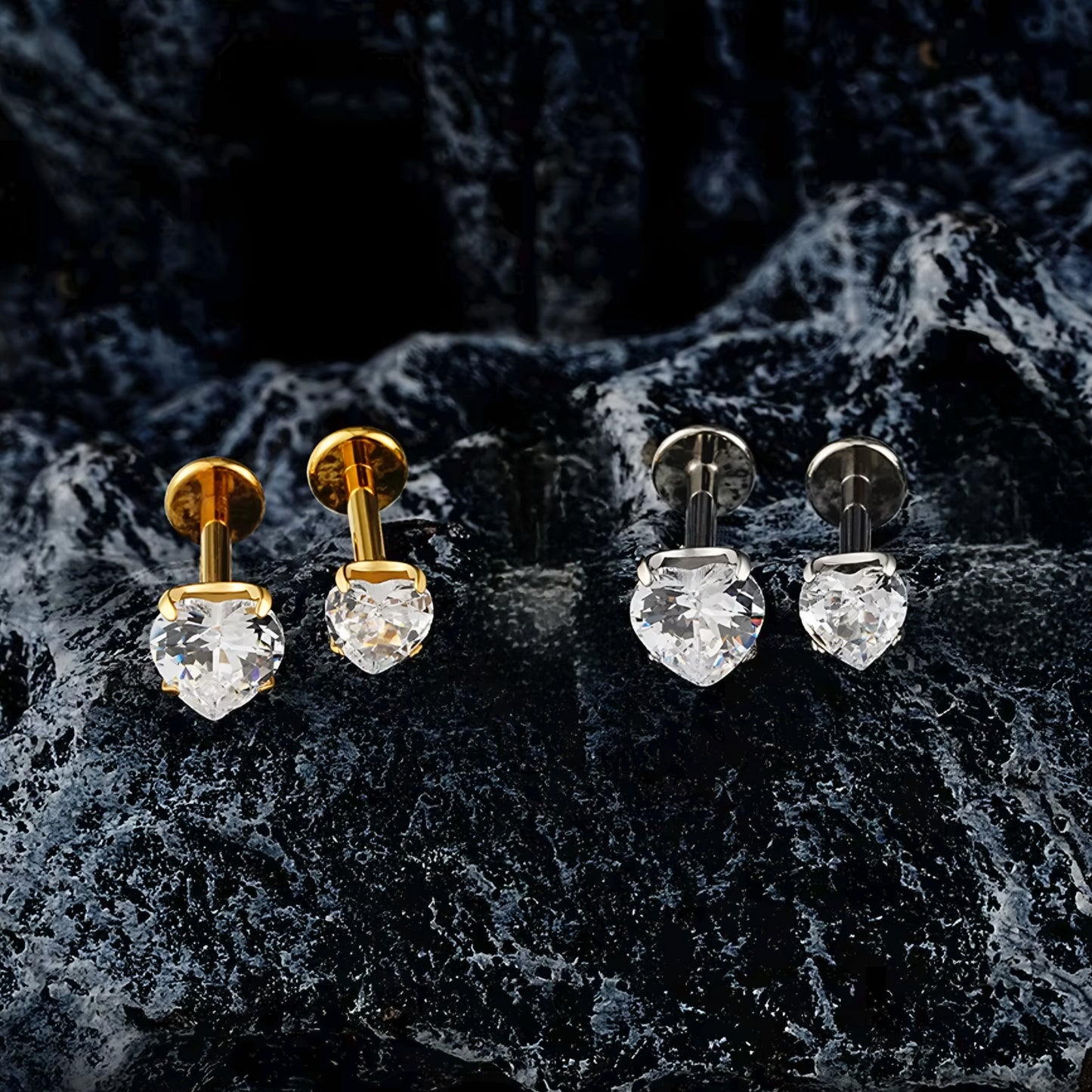 Titanium Heart Threaded Flat Ear Piercing
