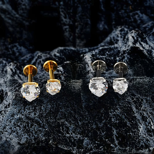 Titanium Heart Threaded Flat Ear Piercing