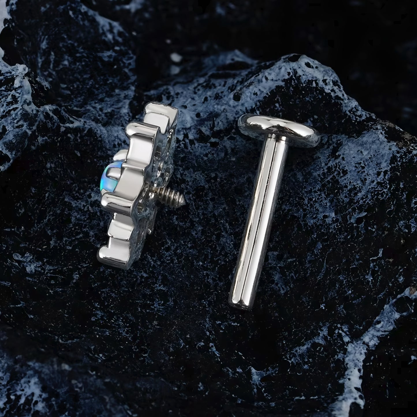 Titanium Tribal Sun Flat Ear Piercing