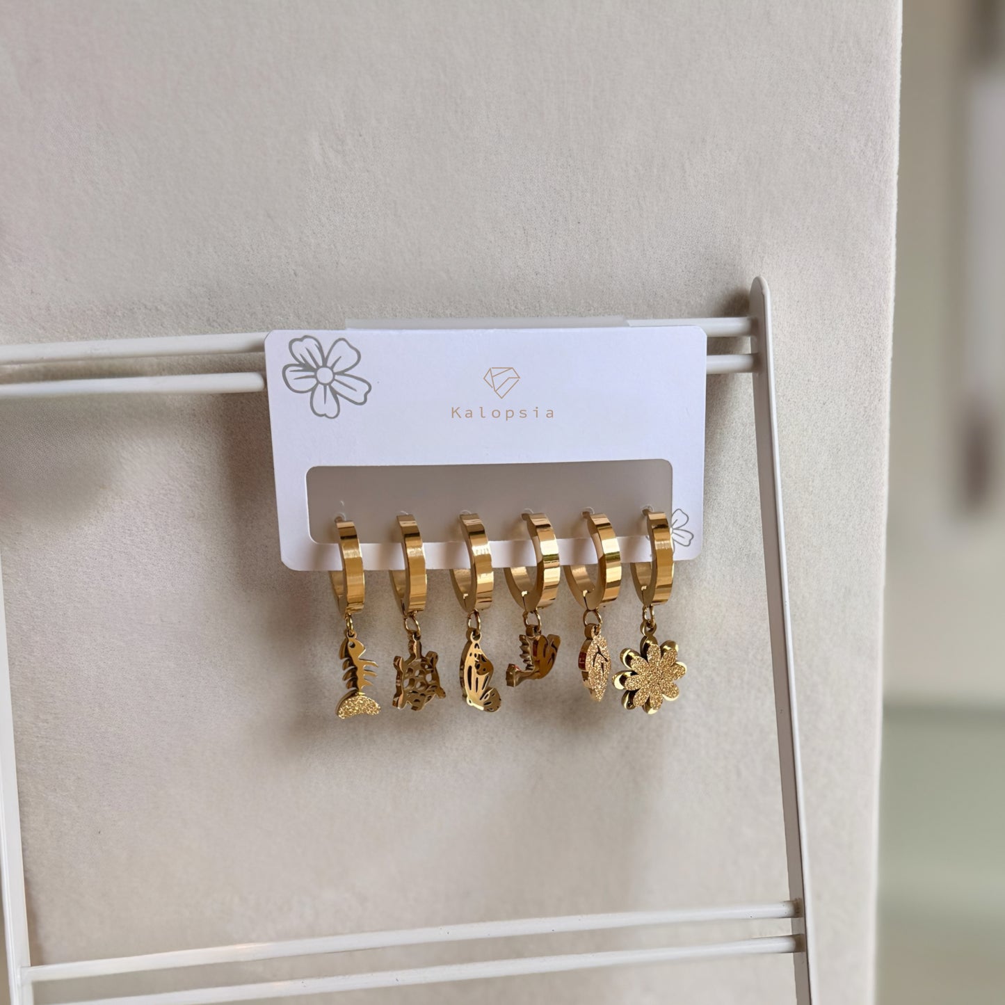 6pcs/set Fish, Turtle, Bird, Butterfly Earrings