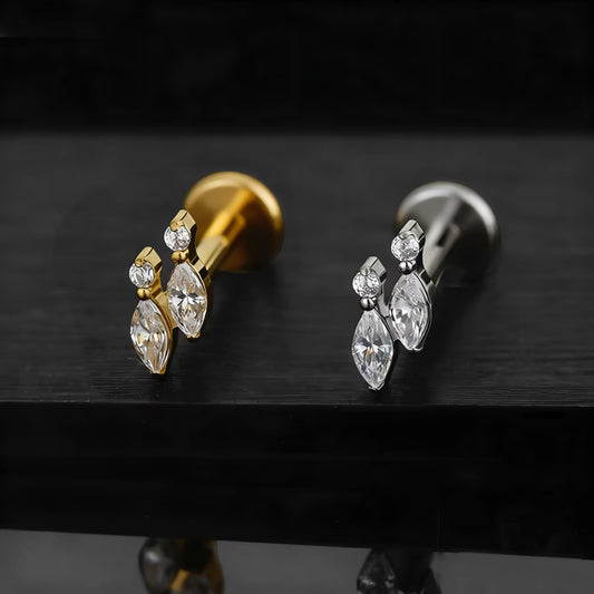 Titanium Double Marquise Flat Ear Piercing