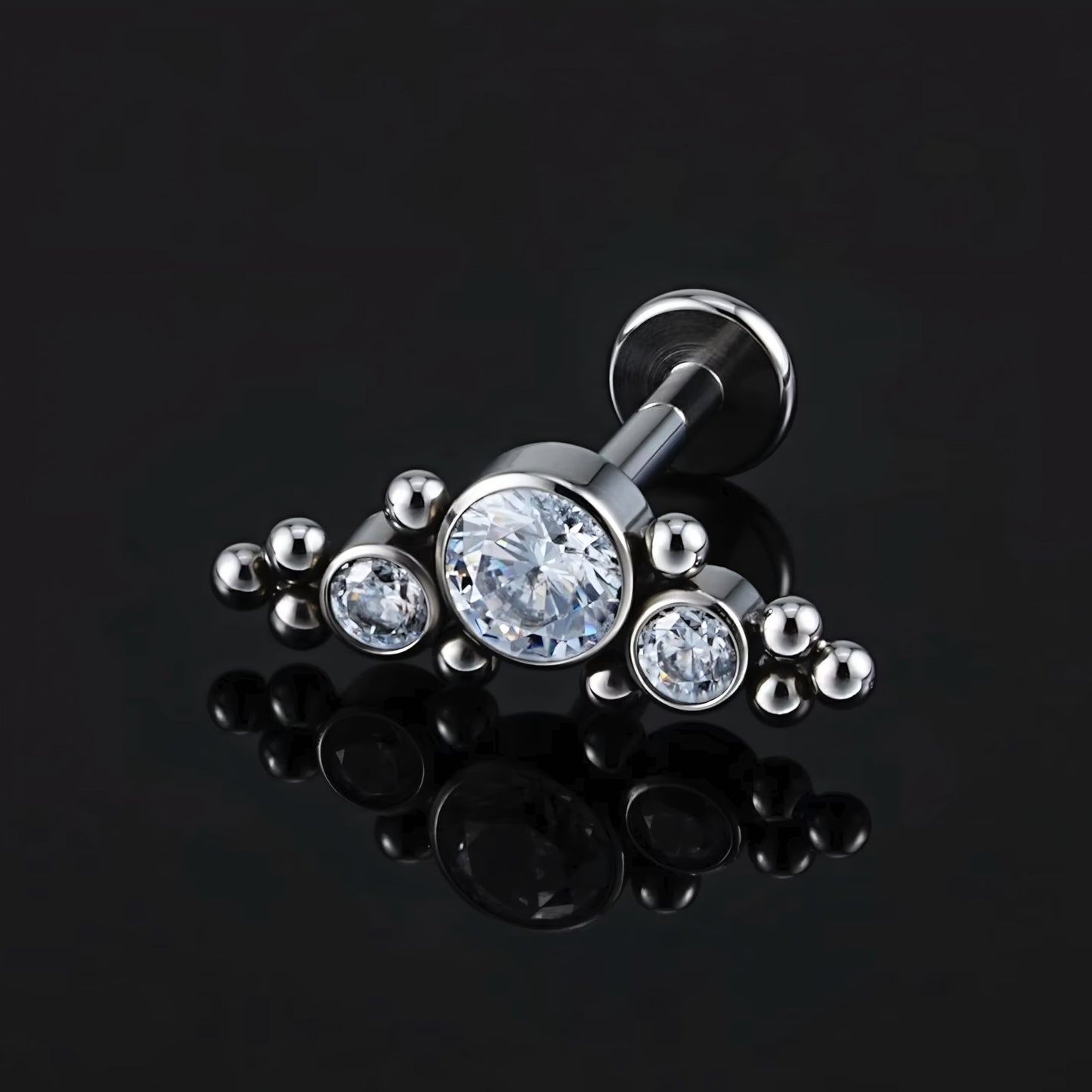 Titanium Cluster Lip Monroe Flat Ear Piercing
