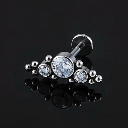 Titanium Cluster Lip Monroe Flat Ear Piercing