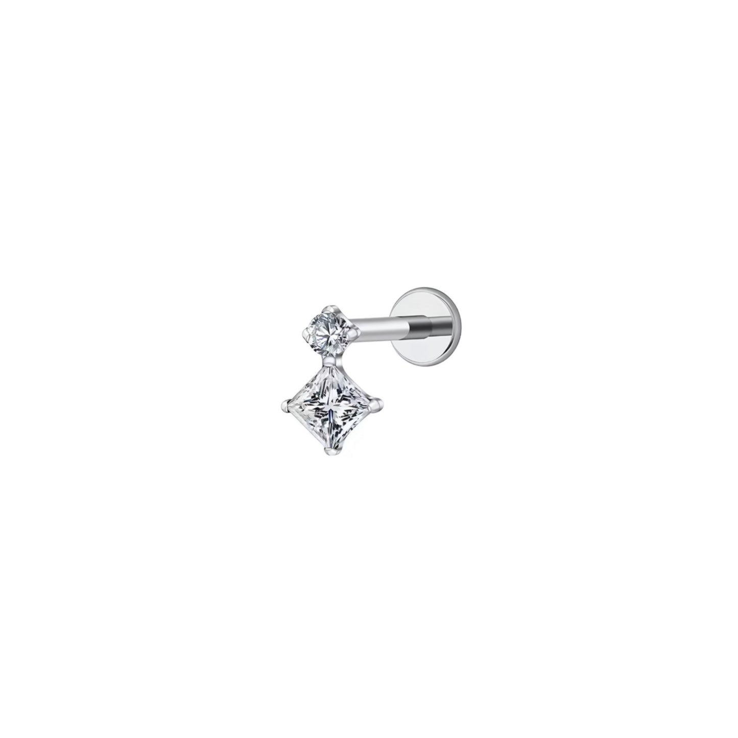 Titanium Square & Round Flat Ear Piercing