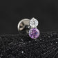 Titanium Tiny Two Stone Flat Ear Piercing