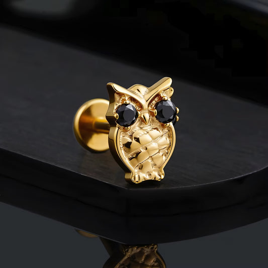 Titanium Tiny Owl Flat Ear Piercing