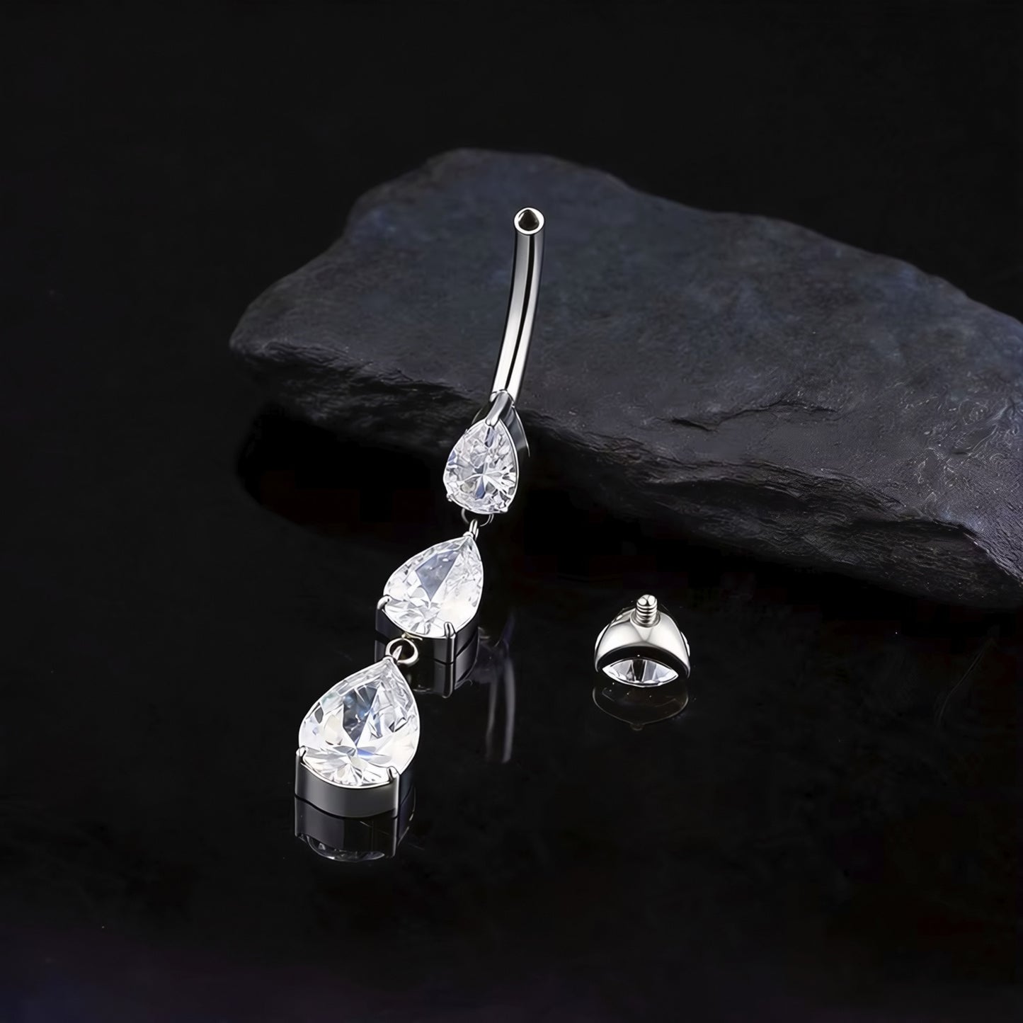 Titanium Triple Teardrop Belly Button Piercing