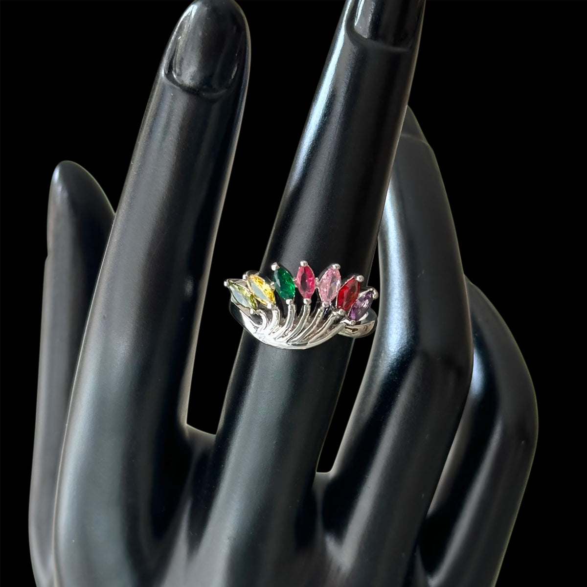 Multicolor Rainbow Leaf Ring