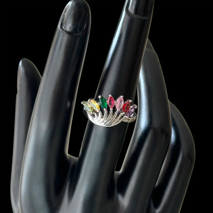 Multicolor Rainbow Leaf Ring