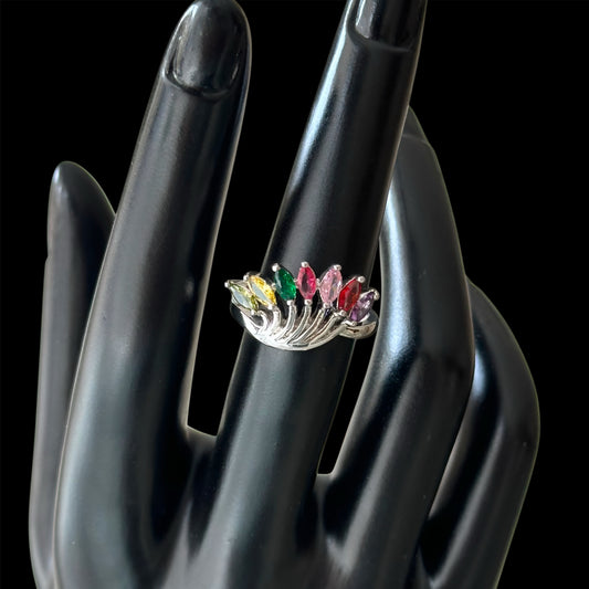 Multicolor Rainbow Leaf Ring