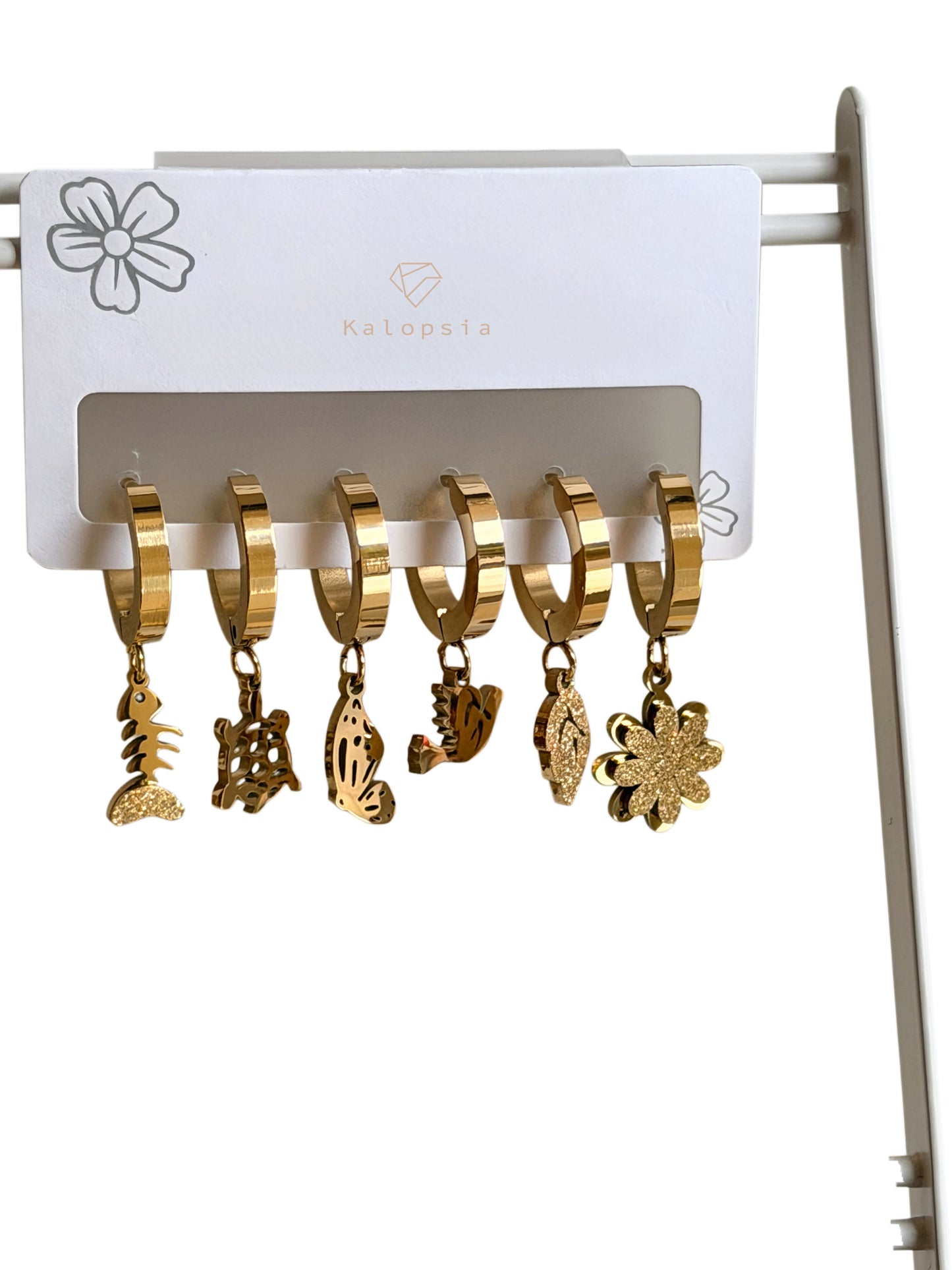 6pcs/set Fish, Turtle, Bird, Butterfly Earrings