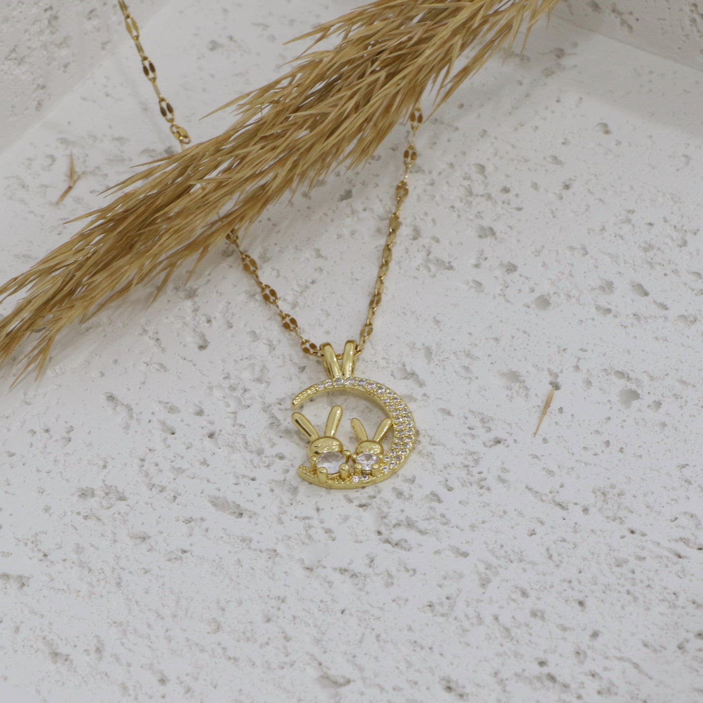 Bunny Pendant Sequin Chain Necklace
