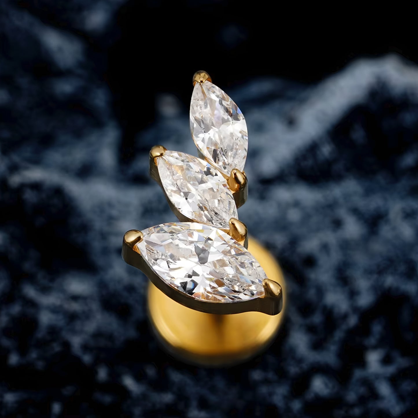 Titanium Cluster Marquise Flat Ear Piercing
