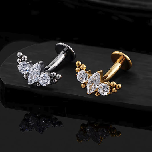 Titanium Marquise Flower Belly Button Piercing