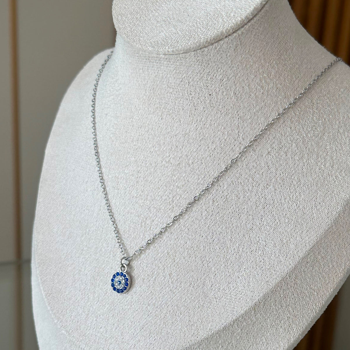 Navy Blue Evil Eye Pendant Necklace