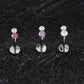 Titanium Tiny Two Stone Flat Ear Piercing