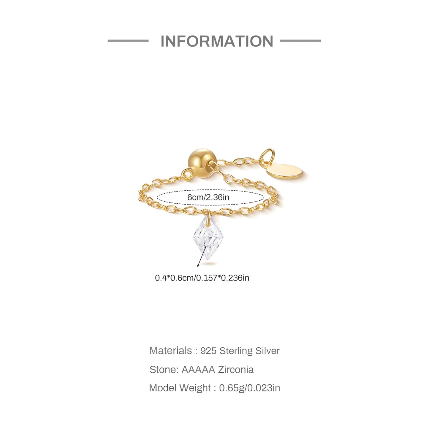 Chain Ring Diamond Zircon